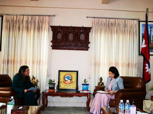 Ambassador of the Arab Republic of Egypt H.E. Ms Noha Hamdy Ahmed ElGebaly paid a courtesy call on Hon. Foreign Minister Dr Bimala Rai Paudyal.