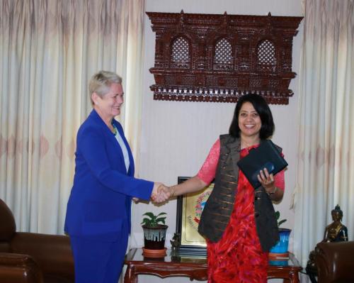 Norwegian Ambassador to Nepal, H.E. Ms. Torun Dramdal paid a courtesy call on Hon. Minister for Foreign Affairs, Dr. Bimala Rai Paudyal.