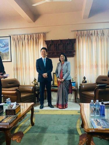 Mr. Sung Min JANG, Special Envoy of the President of the  Republic of Korea paid a courtesy call on Hon. Foreign Minister Dr. Bimala Rai Paudyal.  